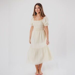 Wynn Midi Dress in Vanilla - Bump Friendly & Inclusive Sizing (XS-3XL)